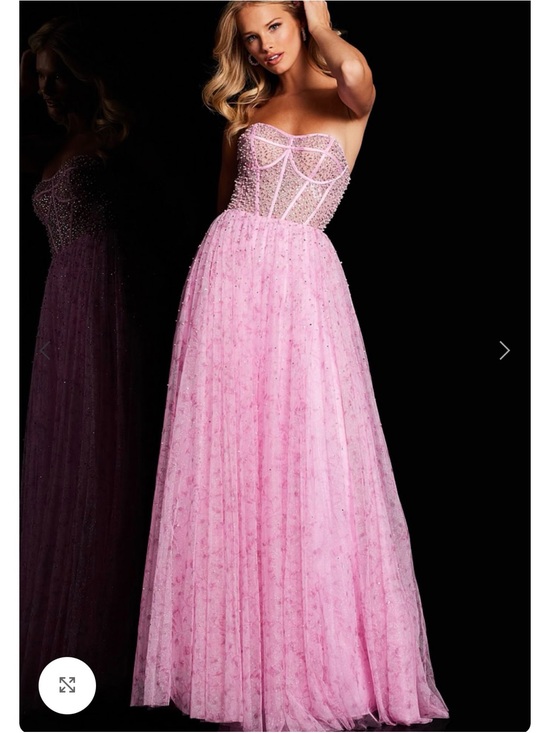 Dresses & Skirts - Jovani Pink Sheer Corset Pearl/Rhinestone Dress NWT $1,100 Size 6